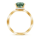 IGI Certified Lab Grown 3 Carat Green Diamond Braided Engagement Ring with Hidden Halo Vivid Green - VS1 - Rosec Jewels