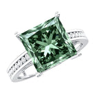 Rosec Jewels-Princess Cut Lab Grown Green Diamond 5 Carat Engagement Ring IGI Certified