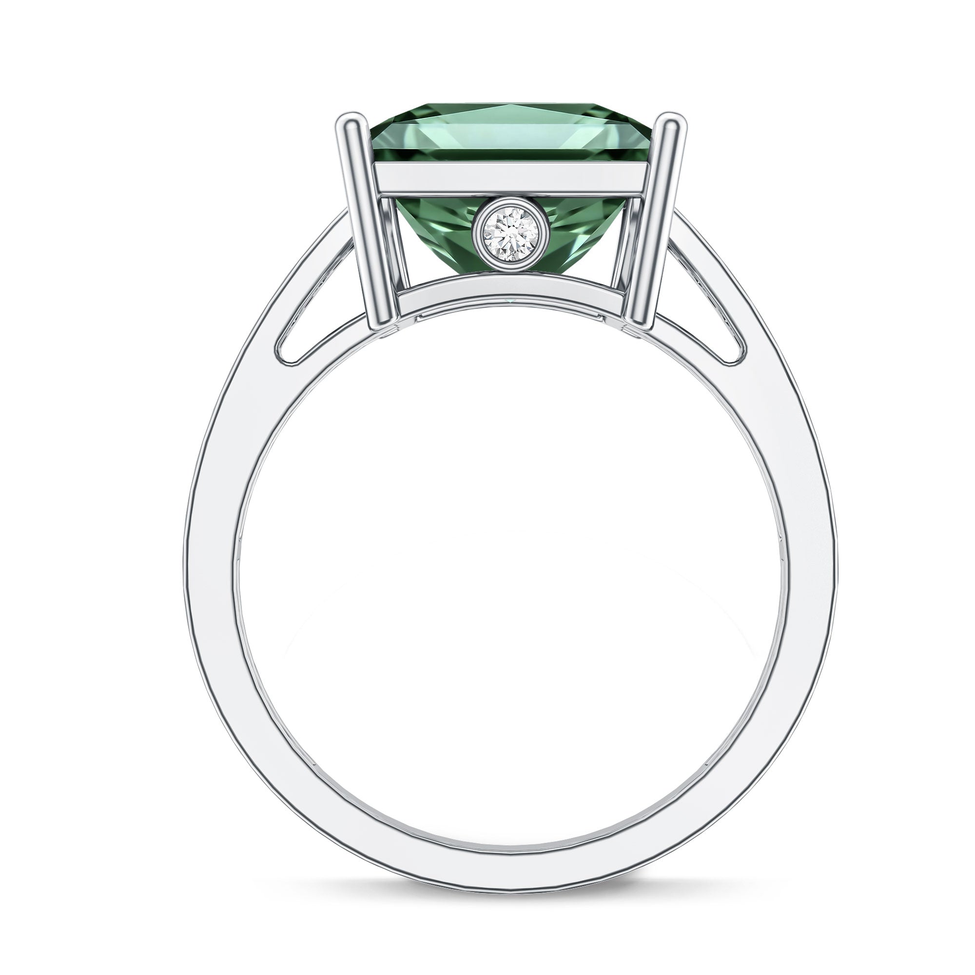 Rosec Jewels-Princess Cut Lab Grown Green Diamond 5 Carat Engagement Ring IGI Certified