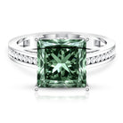 Rosec Jewels-Princess Cut Lab Grown Green Diamond 5 Carat Engagement Ring IGI Certified