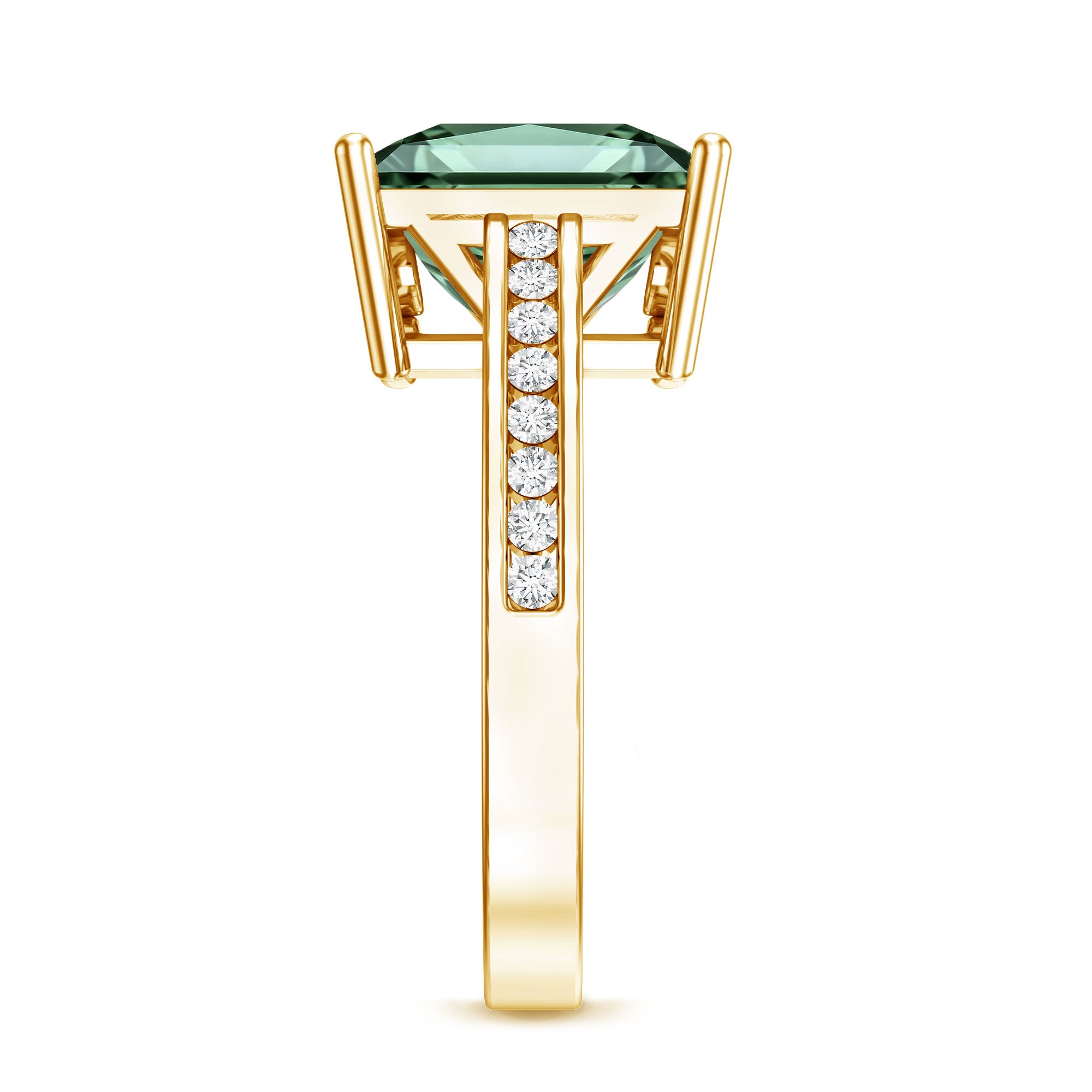 Rosec Jewels-Princess Cut Lab Grown Green Diamond 5 Carat Engagement Ring IGI Certified