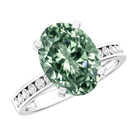 3 Carat Lab Grown Green Diamond Solitaire Oval Engagement Ring IGI Certified Vivid Green - VS1 - Rosec Jewels