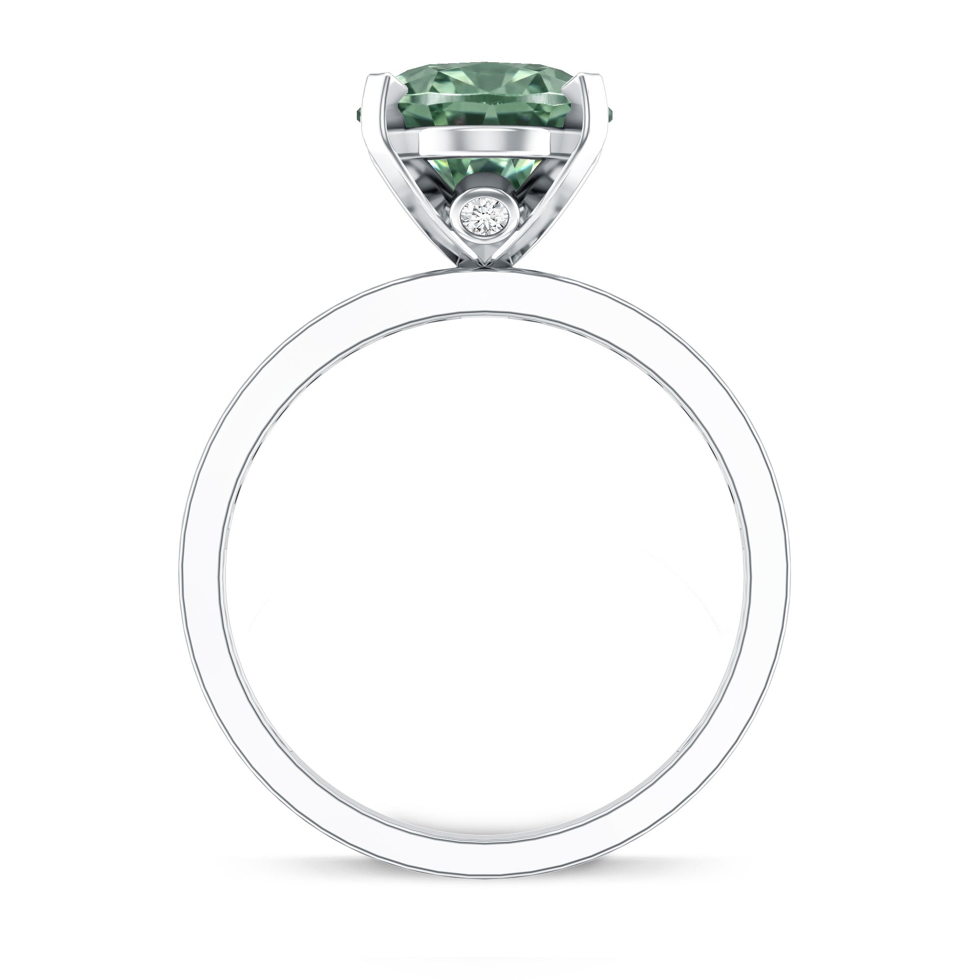 3 Carat Lab Grown Green Diamond Solitaire Oval Engagement Ring IGI Certified Vivid Green - VS1 - Rosec Jewels