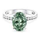 3 Carat Lab Grown Green Diamond Solitaire Oval Engagement Ring IGI Certified Vivid Green - VS1 - Rosec Jewels