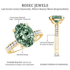 3 Carat Lab Grown Green Diamond Solitaire Oval Engagement Ring IGI Certified Vivid Green - VS1 - Rosec Jewels