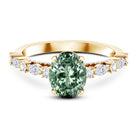 Oval Shaped 2 Carat Lab Grown Green Diamond Engagement Ring with IGI Certificate Vivid Green - VS1 - Rosec Jewels