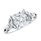 IGI Certified Lab Grown Diamond 3 Carat Princess Cut Engagement Ring with Celtic Knot Lab - ( E-VS1 ) - Rosec Jewels