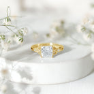 IGI Certified Lab Grown Diamond 3 Carat Princess Cut Engagement Ring with Celtic Knot Lab - ( E-VS1 ) - Rosec Jewels