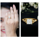IGI Certified Lab Grown Diamond 3 Carat Princess Cut Engagement Ring with Celtic Knot Lab - ( E-VS1 ) - Rosec Jewels
