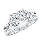 Rosec Jewels-IGI Graded 2 Carat Princess Cut Lab Diamond Celtic Engagement Ring with Ring Guard