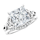 IGI Certified Princess Cut 4 Carat Lab Grown Diamond Celtic Engagement Ring with Enhancer Lab - ( E-VS1 ) - Rosec Jewels