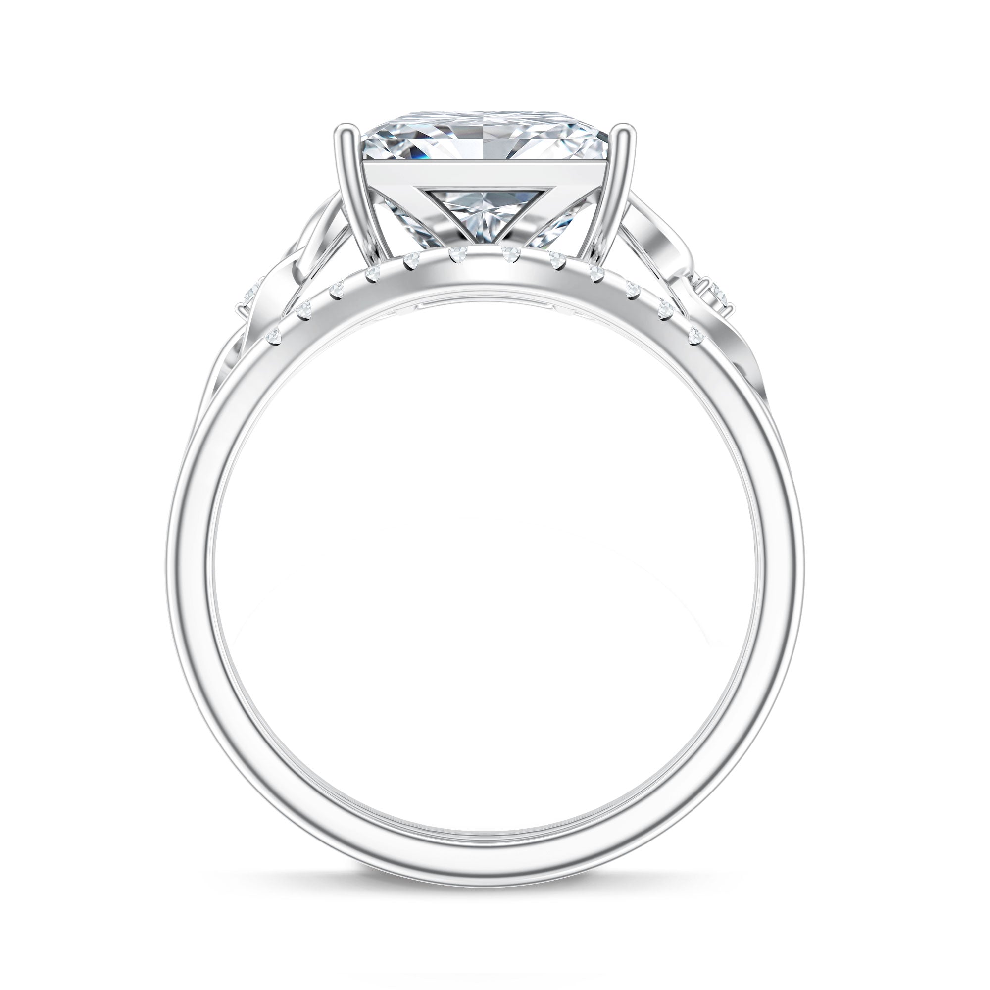IGI Certified Princess Cut 4 Carat Lab Grown Diamond Celtic Engagement Ring with Enhancer Lab - ( E-VS1 ) - Rosec Jewels