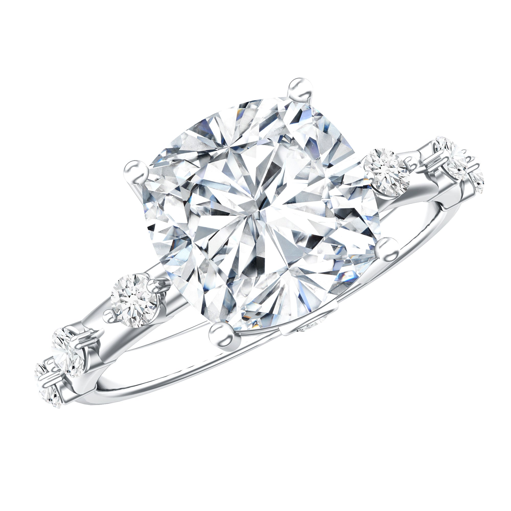 Rosec Jewels-Lab Grown 4 Carat Diamond Cushion Cut Engagement Ring with IGI Certificate