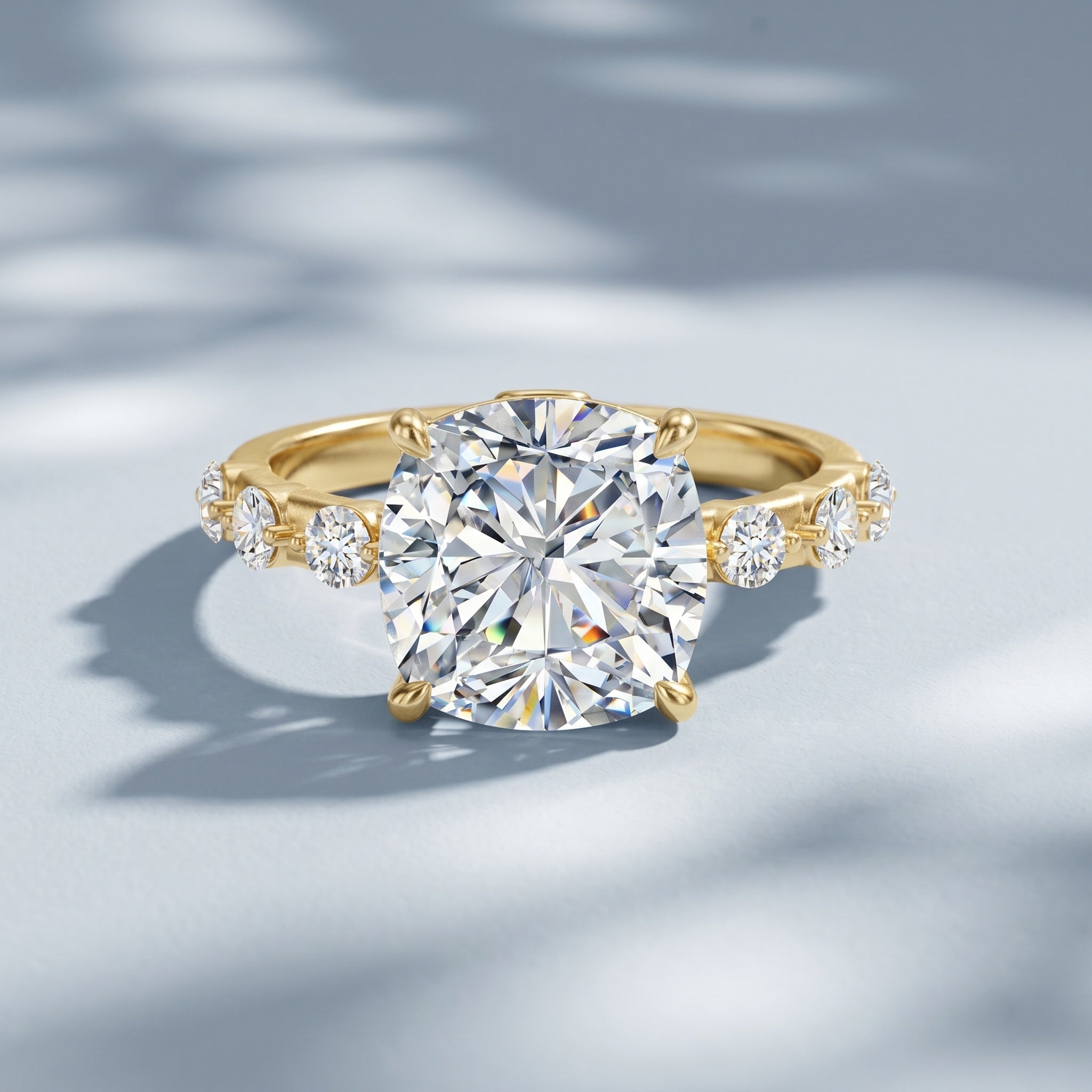 Lab Grown 4 Carat Diamond Cushion Cut Engagement Ring with IGI Certificate Lab - ( E-VS1 ) - Rosec Jewels