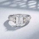 IGI Certified 2 Carat Lab Grown Diamond Emerald Cut Solitaire Engagement Ring with Bow Lab - ( E-VS1 ) - Rosec Jewels