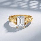 IGI Certified 2 Carat Lab Grown Diamond Emerald Cut Solitaire Engagement Ring with Bow Lab - ( E-VS1 ) - Rosec Jewels