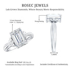 Rosec Jewels-Emerald Cut Lab Grown Diamond 3 Carat Engagement Ring IGI Certified