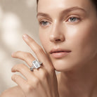 IGI Certified 4 Carat Emerald Cut Lab Grown Diamond Solitaire Engagement Ring with Bow Lab - ( E-VS1 ) - Rosec Jewels