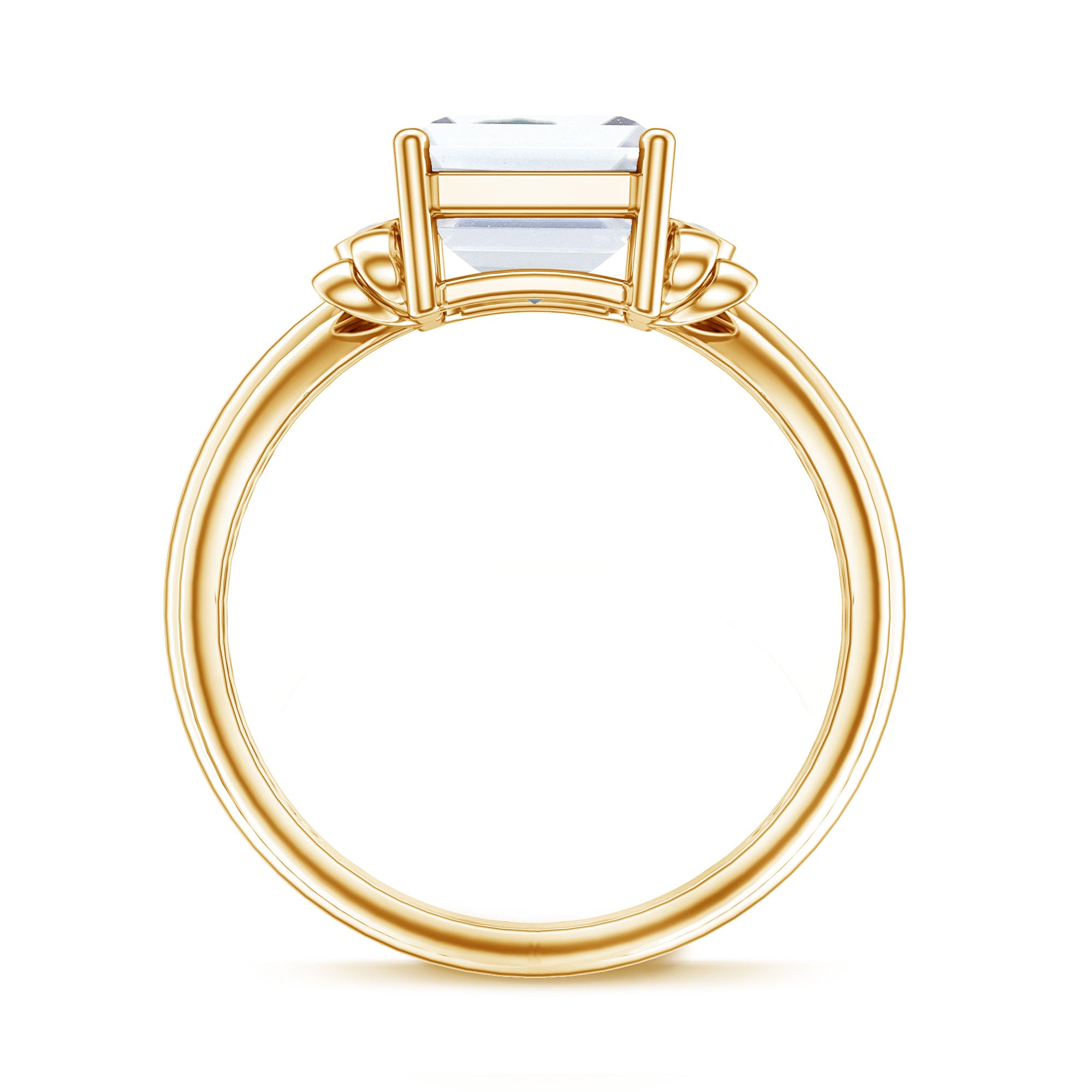 Rosec Jewels-IGI Certified 4 Carat Emerald Cut Lab Grown Diamond Solitaire Engagement Ring with Bow