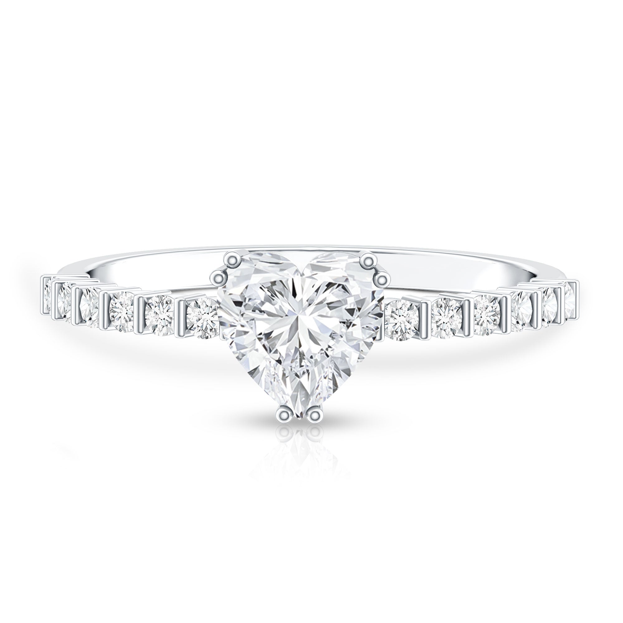 Rosec Jewels-IGI Certified Lab Grown Diamond 1 Carat Heart Engagement Ring for Women