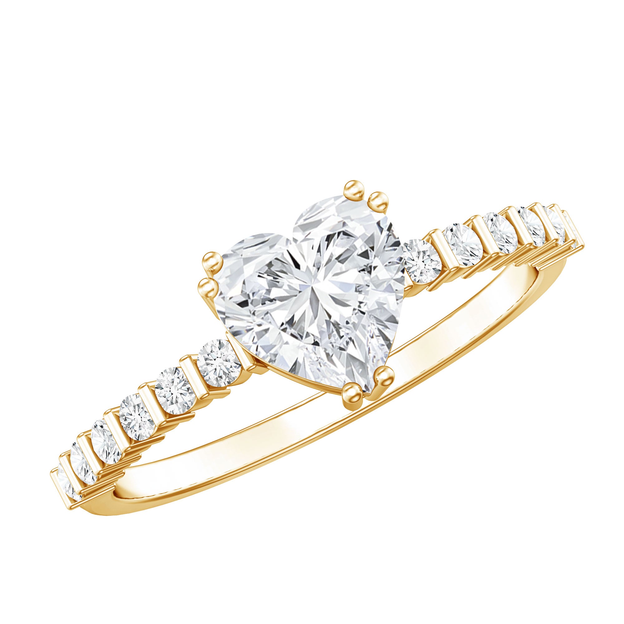 Rosec Jewels-IGI Certified Lab Grown Diamond 1 Carat Heart Engagement Ring for Women