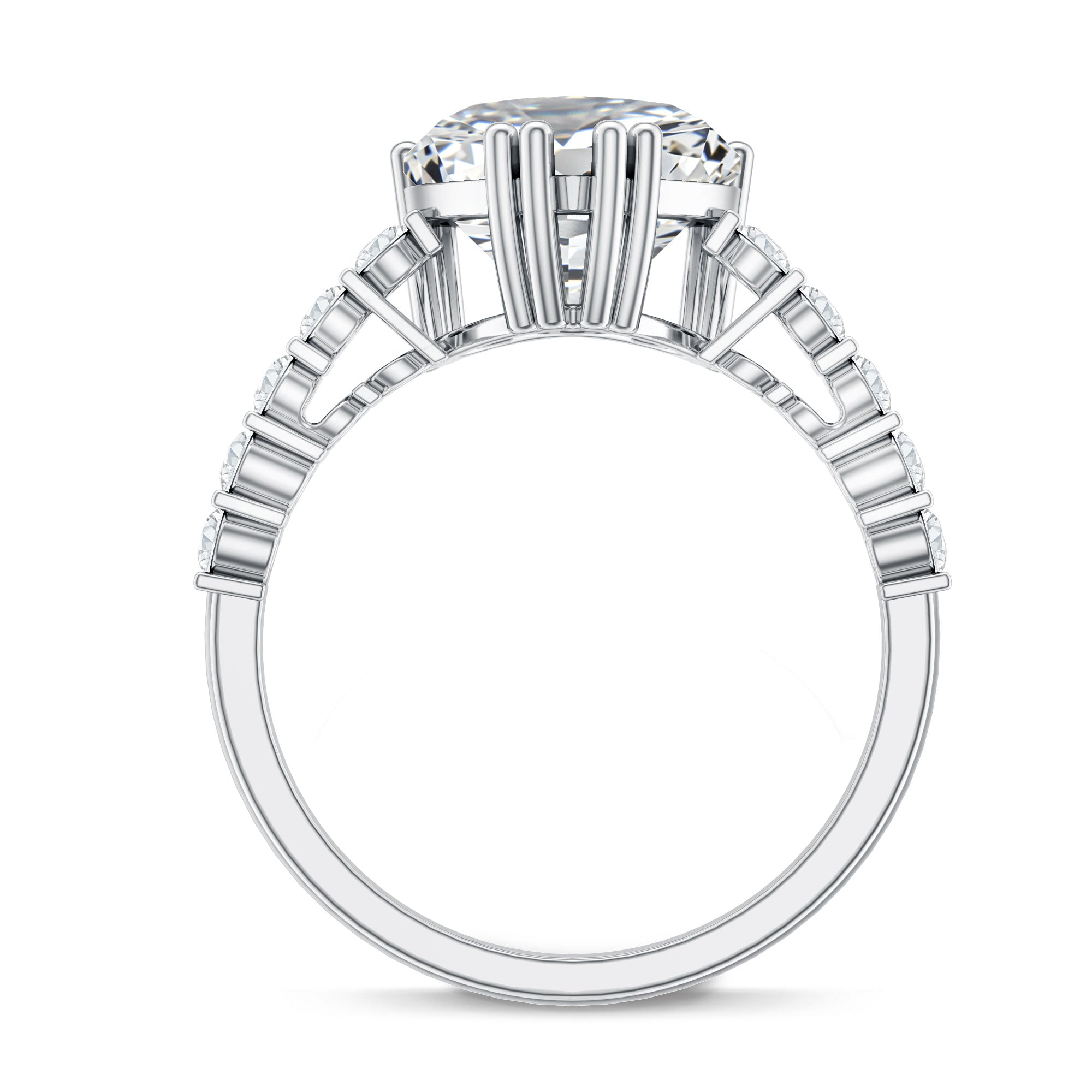 Rosec Jewels-IGI Certified Lab Grown 3 Carat Diamond Heart Engagement Ring with Side Stones