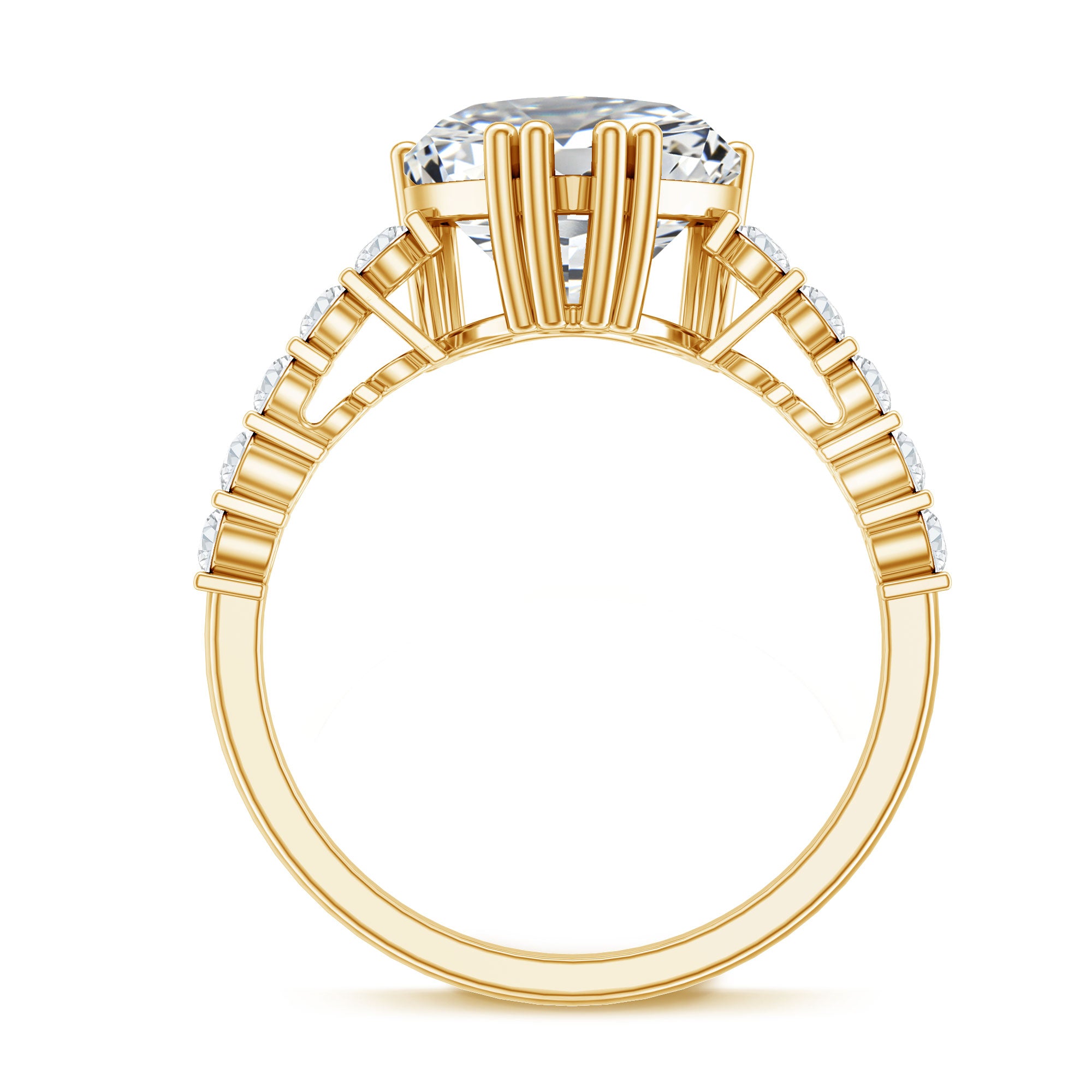 Rosec Jewels-IGI Certified Lab Grown 3 Carat Diamond Heart Engagement Ring with Side Stones
