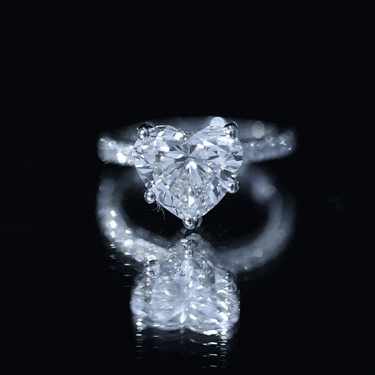 IGI Certified 4 Carat Lab Grown Diamond Heart Engagement Ring for Women Lab - ( E-VS1 ) - Rosec Jewels