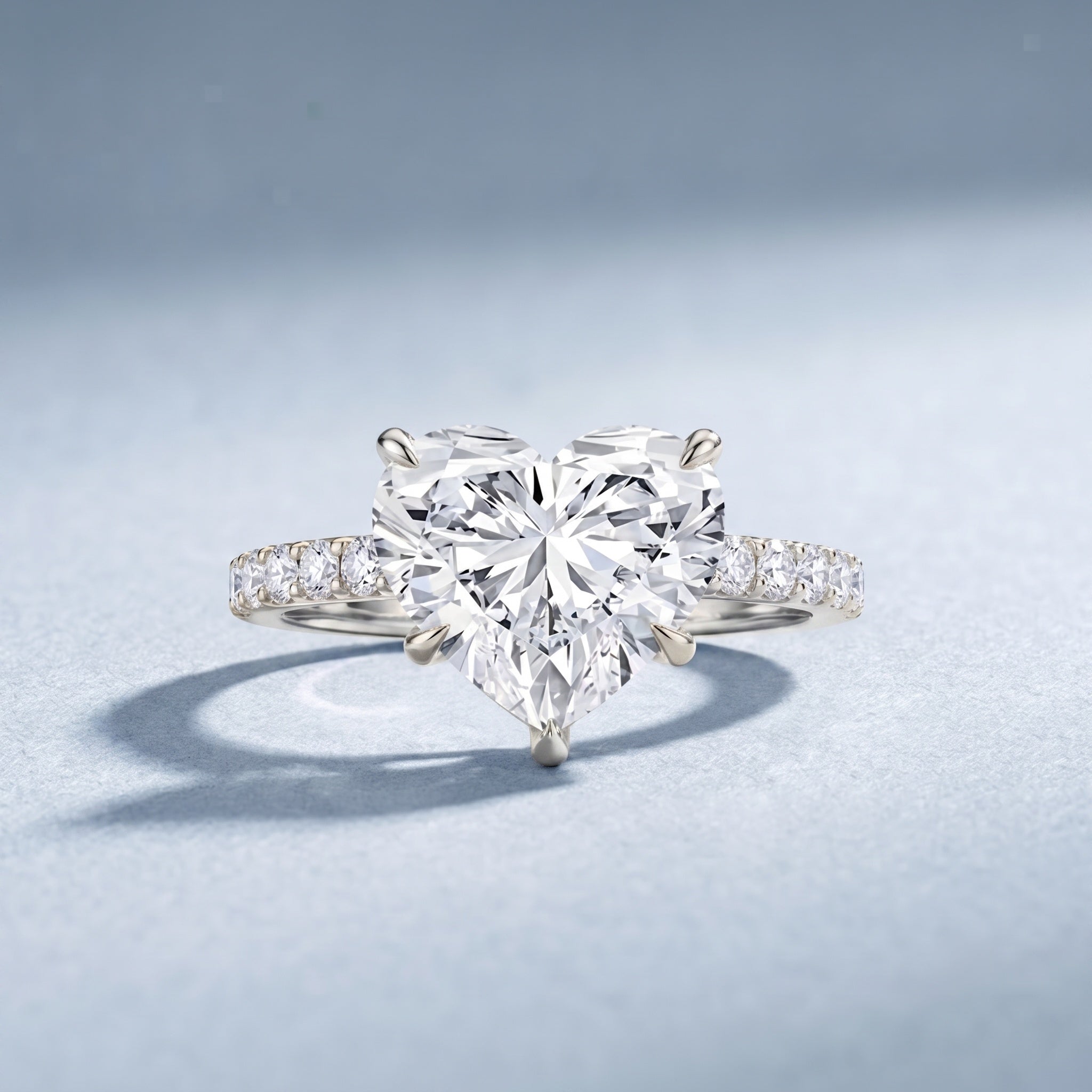 IGI Certified 4 Carat Lab Grown Diamond Heart Engagement Ring for Women Lab - ( E-VS1 ) - Rosec Jewels
