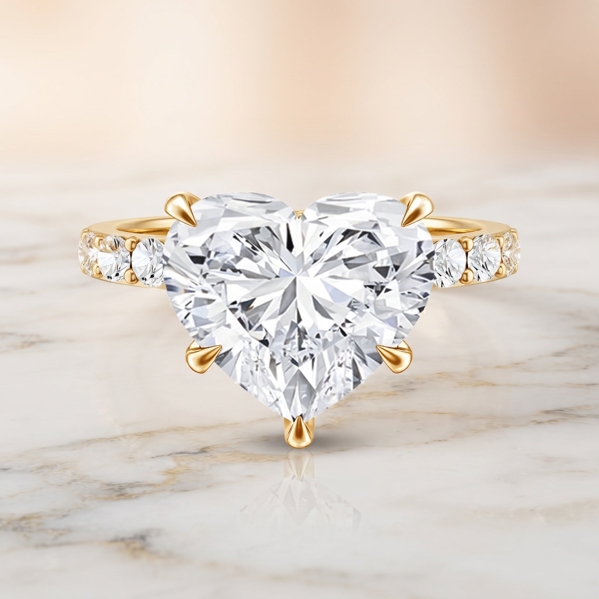 IGI Certified 4 Carat Lab Grown Diamond Heart Engagement Ring for Women Lab - ( E-VS1 ) - Rosec Jewels