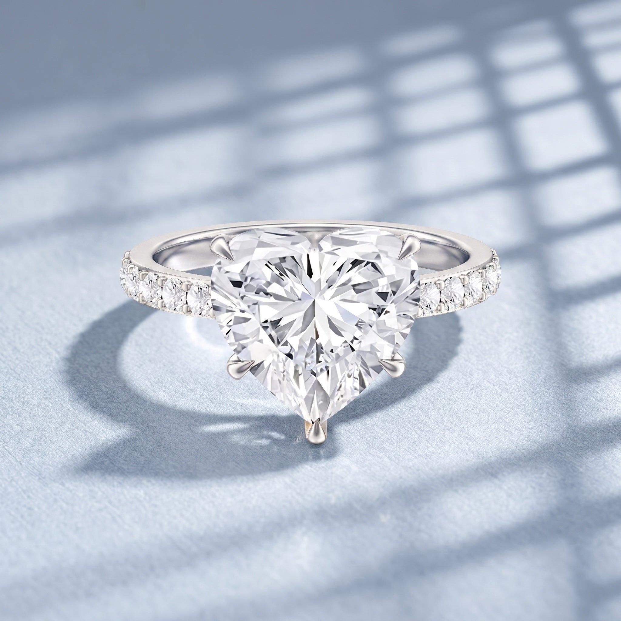 Solitaire Heart Engagement Ring with 5 Carat IGI Certified Lab Grown Diamond Lab - ( E-VS1 ) - Rosec Jewels