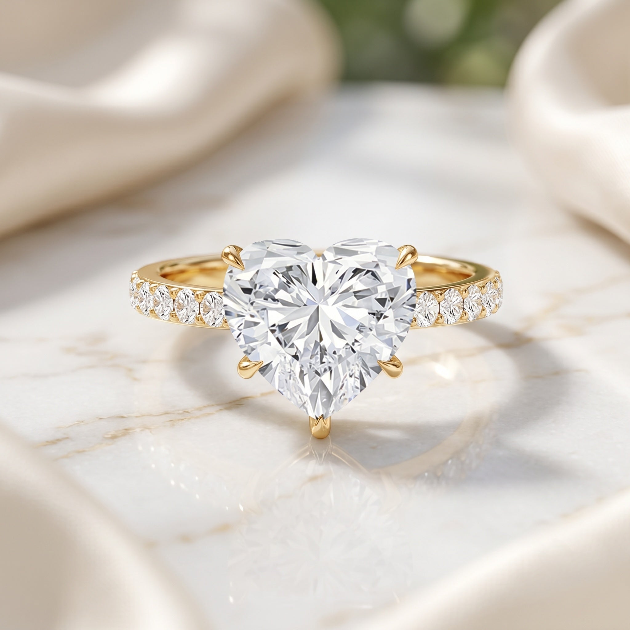 Solitaire Heart Engagement Ring with 5 Carat IGI Certified Lab Grown Diamond Lab - ( E-VS1 ) - Rosec Jewels