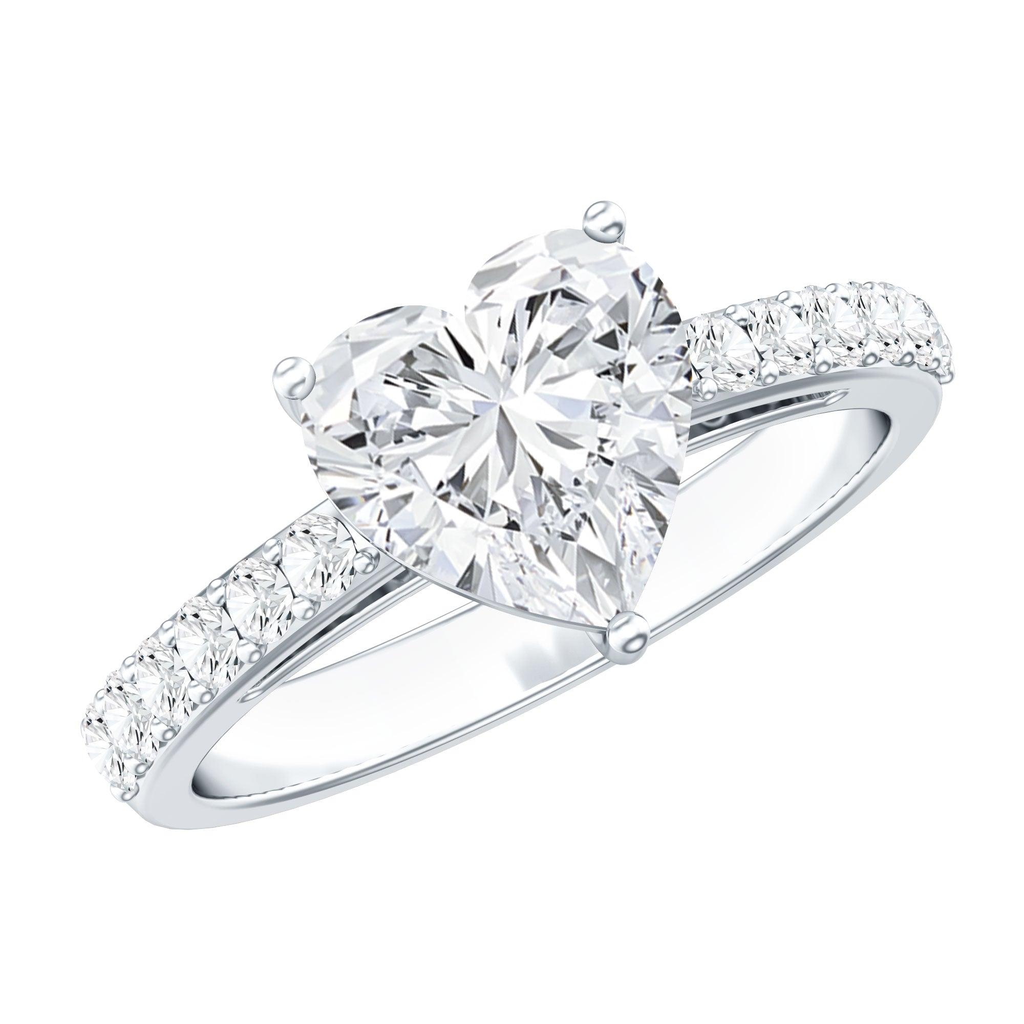 IGI Certified Heart Lab Grown Diamond Side Stone Engagement Ring 2 Carat Lab - ( E-VS1 ) - Rosec Jewels