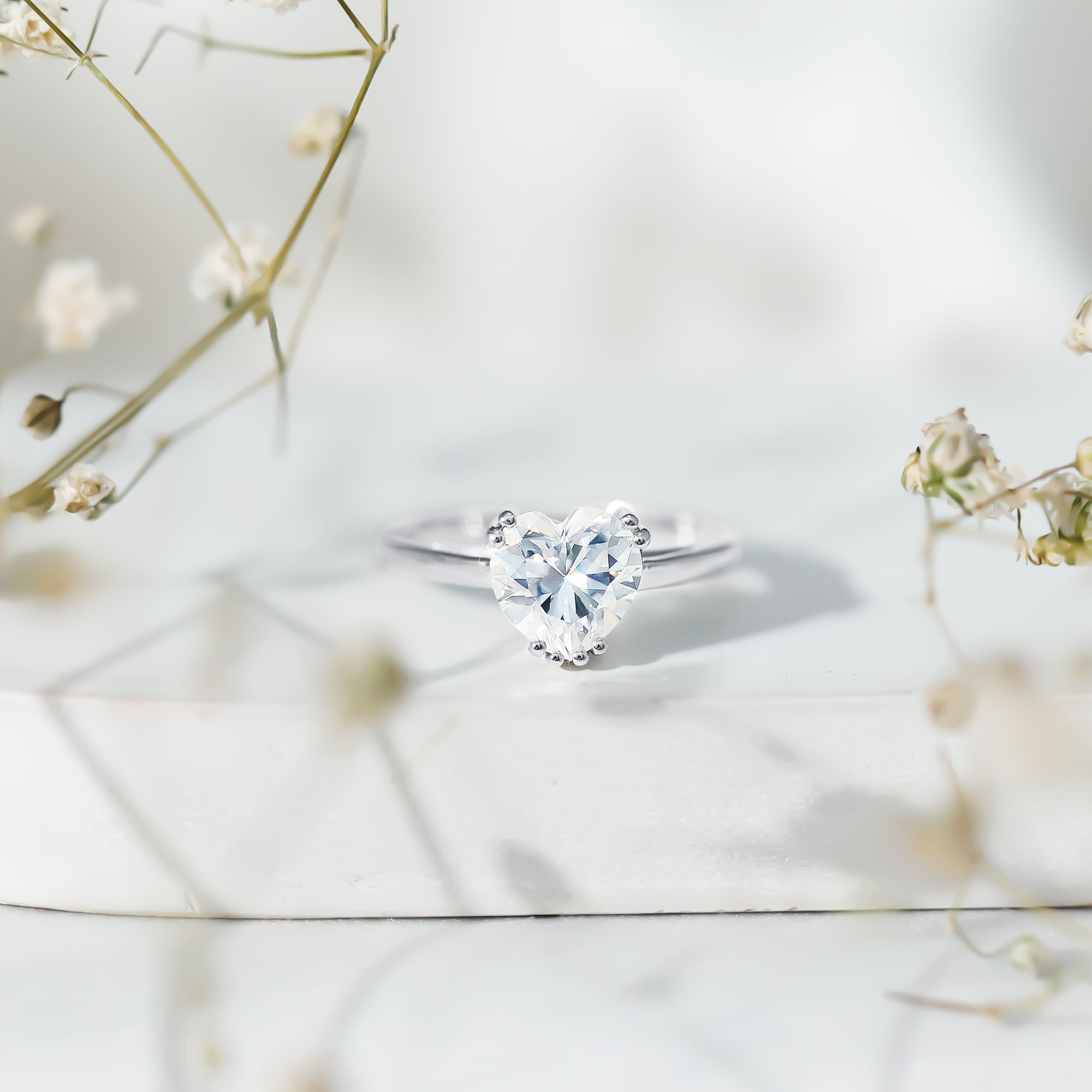 Heart Shaped 2 Carat Lab Grown Diamond Solitaire Engagement Ring with IGI Certificate Lab - ( E-VS1 ) - Rosec Jewels