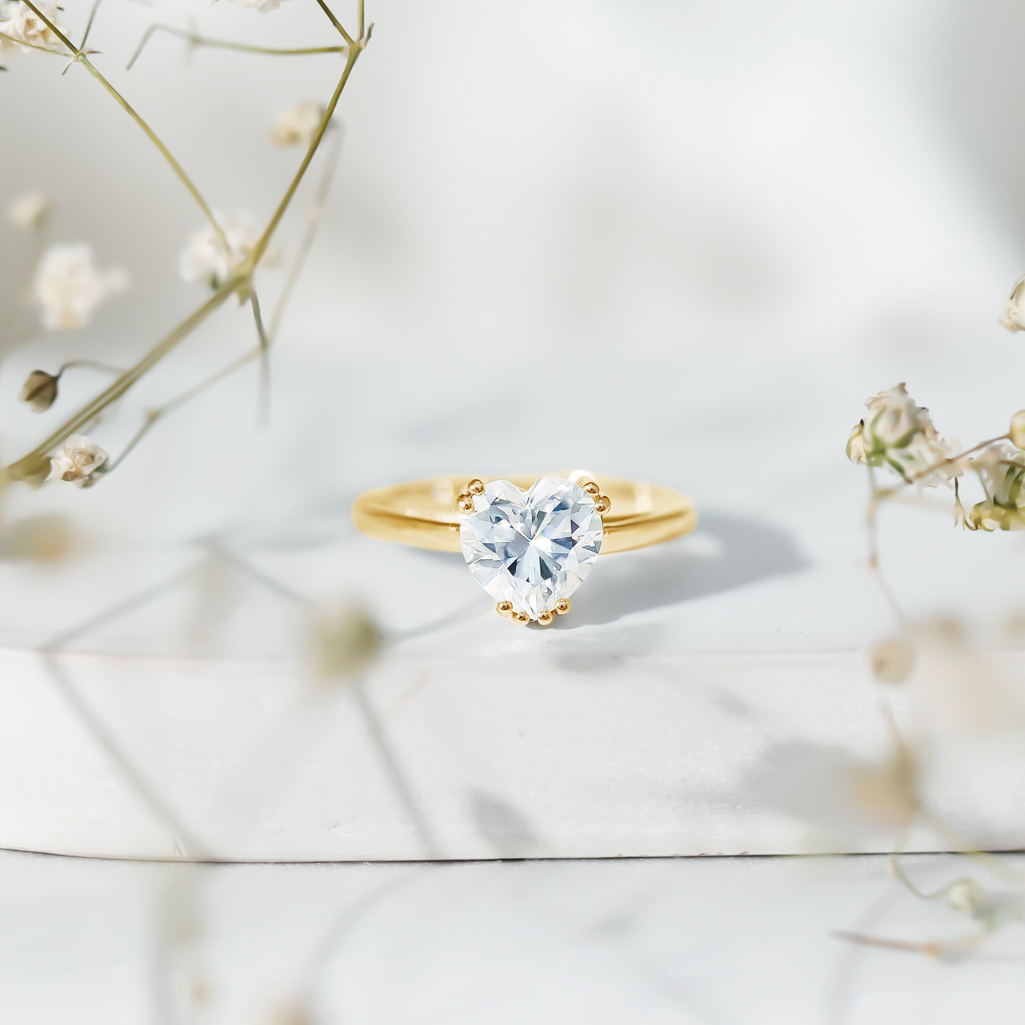 Heart Shaped 2 Carat Lab Grown Diamond Solitaire Engagement Ring with IGI Certificate Lab - ( E-VS1 ) - Rosec Jewels
