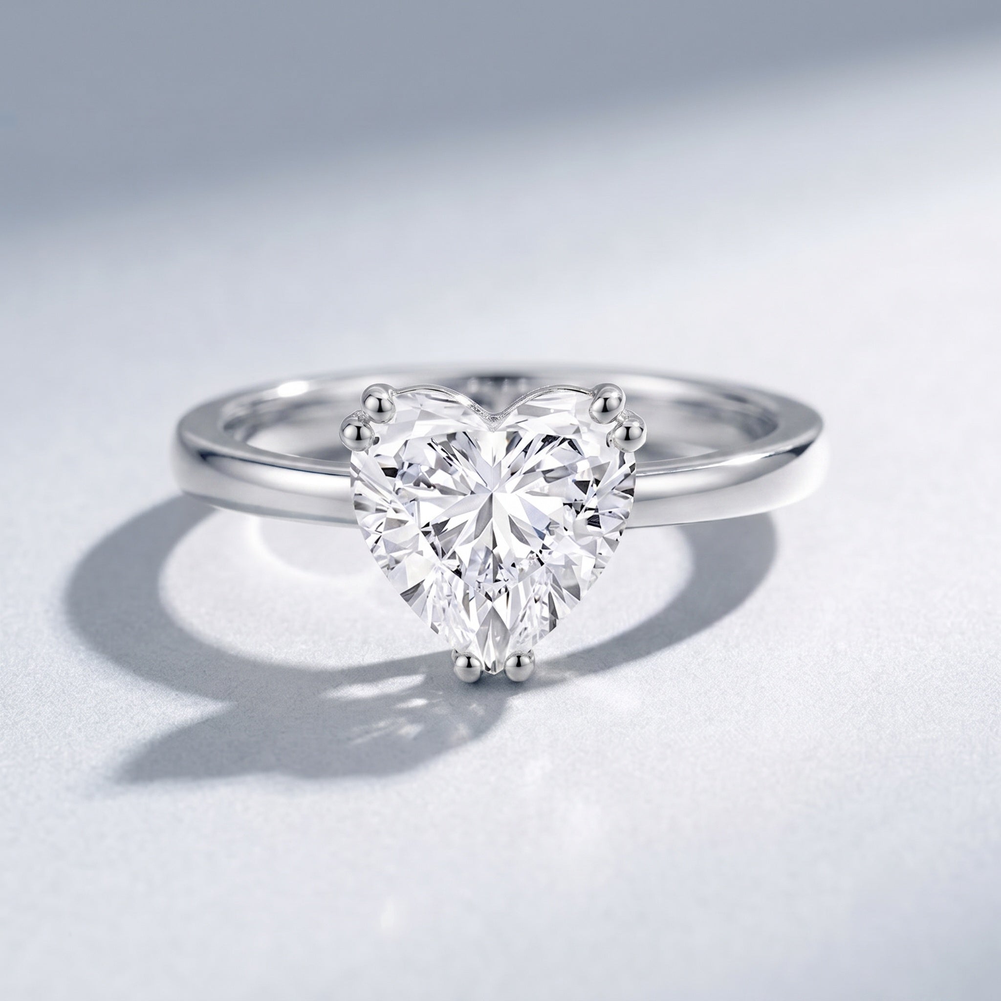 1 Carat Lab Grown Solitaire Diamond Heart Engagement Ring IGI Certified Lab - ( E-VS1 ) - Rosec Jewels