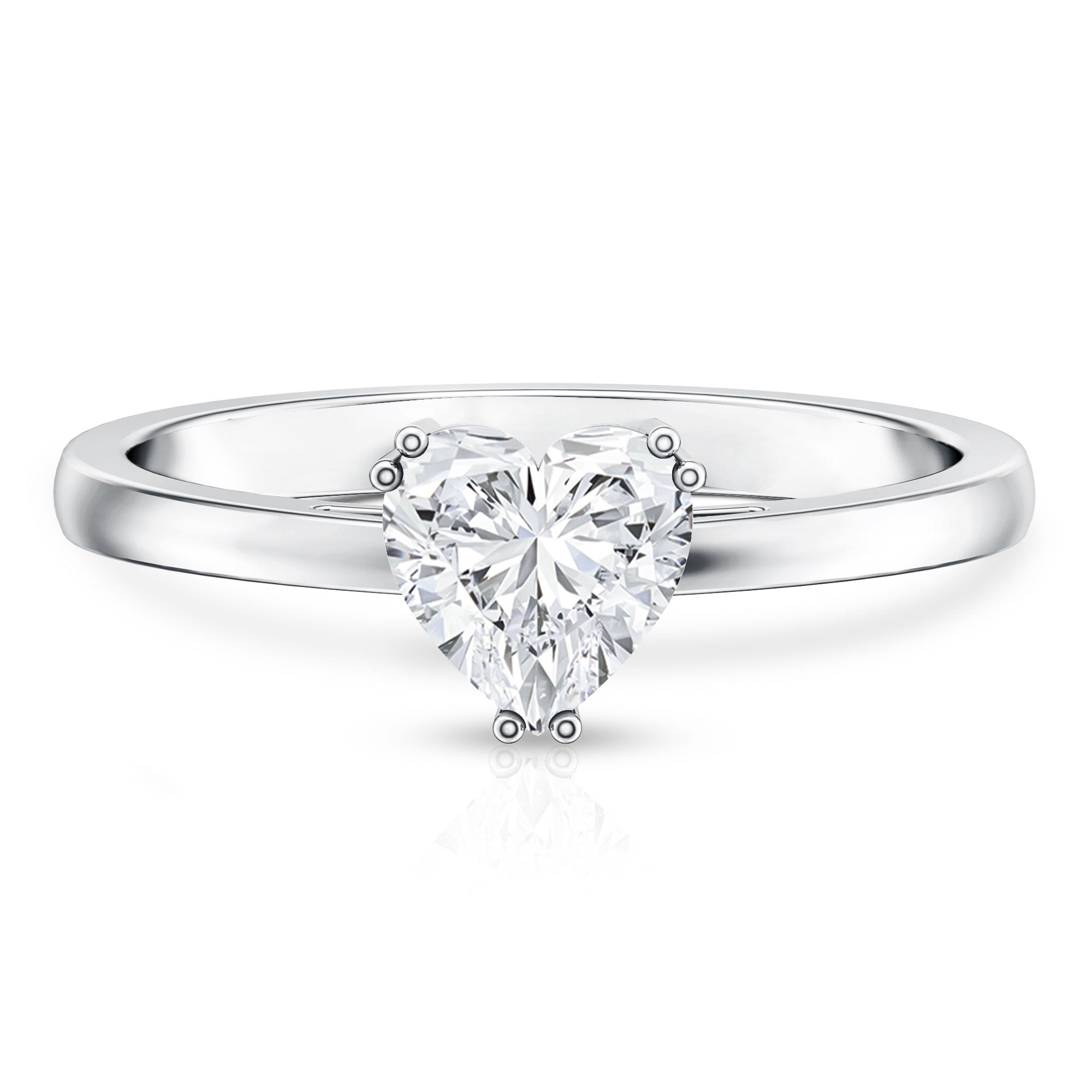 Rosec Jewels-1 Carat Lab Grown Solitaire Diamond Heart Engagement Ring IGI Certified