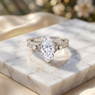 Antique Looking 3 Carat Marquise Lab Diamond Celtic Knot Engagement Ring IGI Certified Lab - ( E-VS1 ) - Rosec Jewels