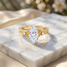 Antique Looking 3 Carat Marquise Lab Diamond Celtic Knot Engagement Ring IGI Certified Lab - ( E-VS1 ) - Rosec Jewels