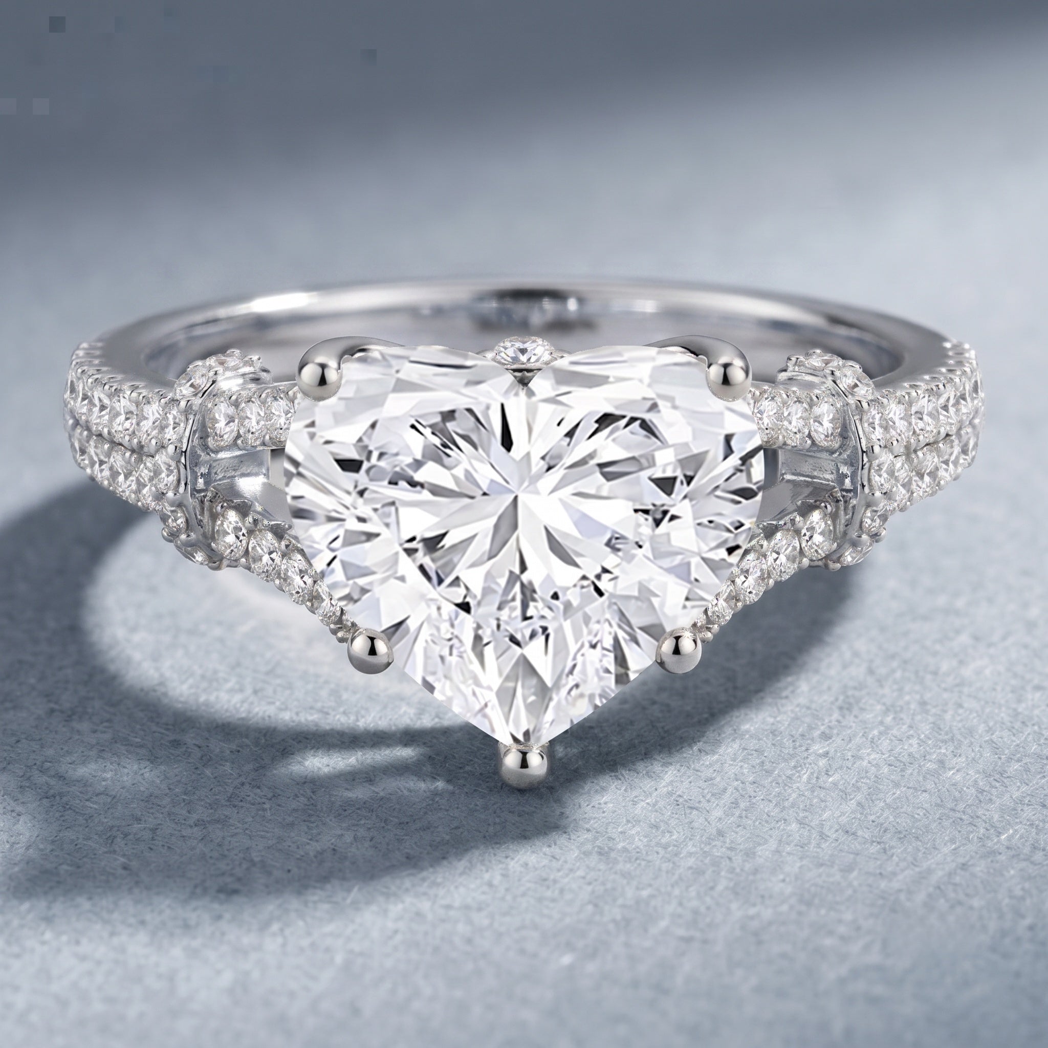IGI Certified 4 Carat Big Heart Lab Grown Diamond Split Shank Engagement Ring Lab - ( E-VS1 ) - Rosec Jewels