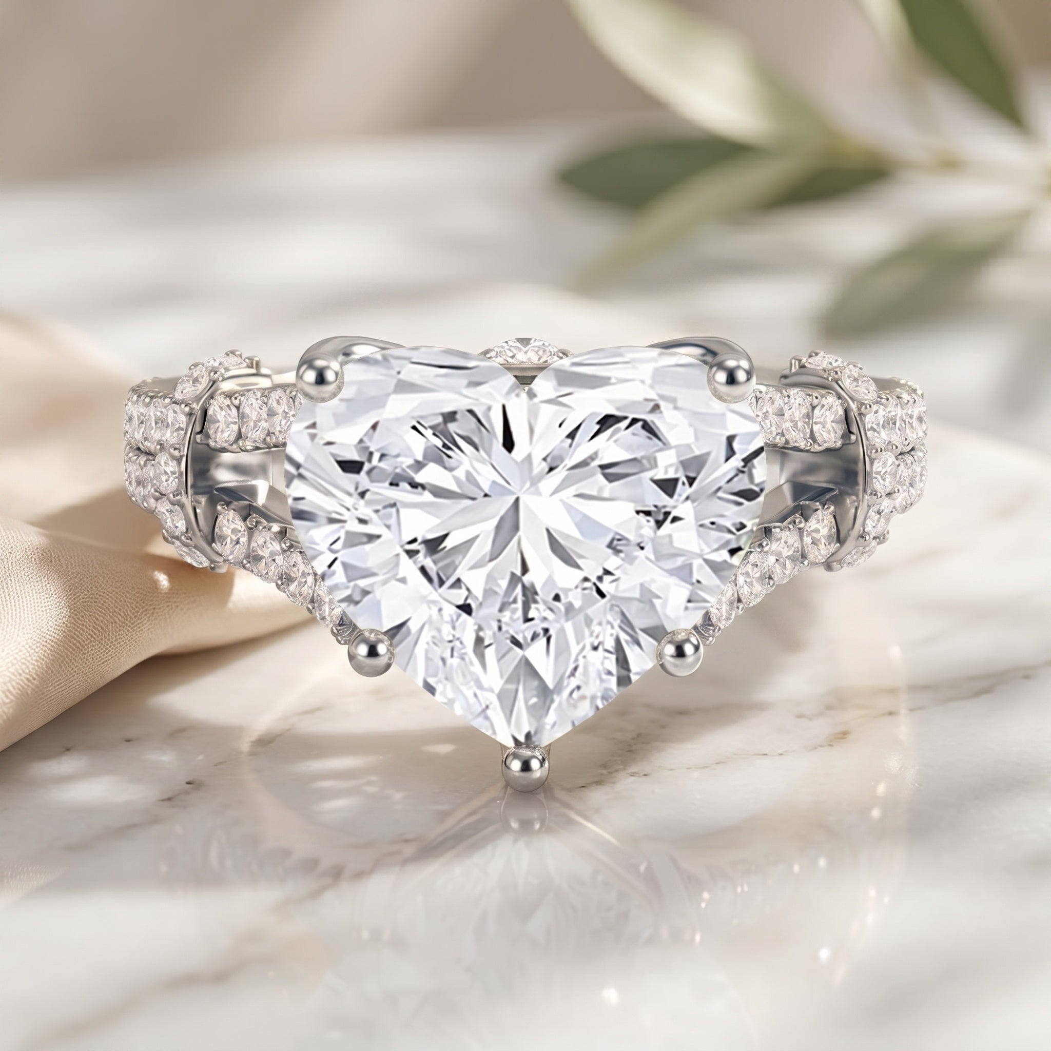 IGI Certified 4 Carat Big Heart Lab Grown Diamond Split Shank Engagement Ring Lab - ( E-VS1 ) - Rosec Jewels