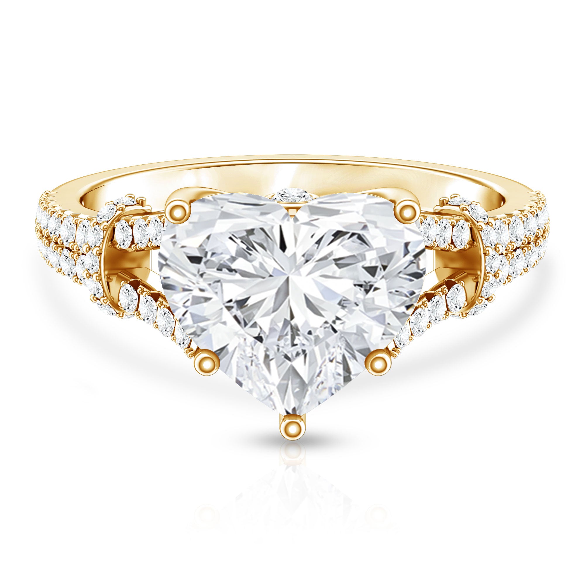 Rosec Jewels-IGI Certified 4 Carat Big Heart Lab Grown Diamond Split Shank Engagement Ring