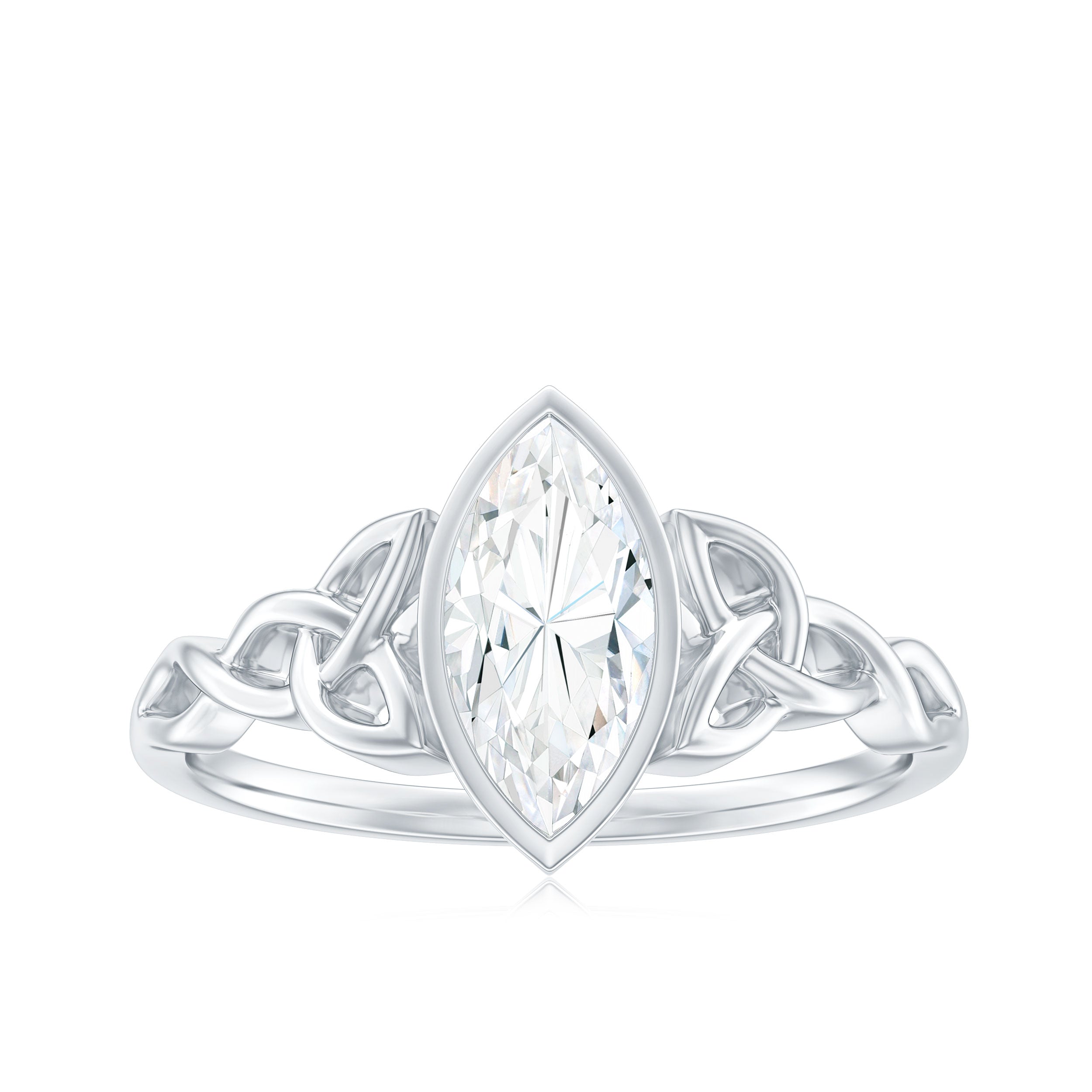 Rosec Jewels-Bezel Set 1 Carat Marquise Lab Created Diamond Celtic Engagement Ring IGI Certified