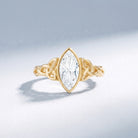 Bezel Set 1 Carat Marquise Lab Created Diamond Celtic Engagement Ring IGI Certified Lab - ( E-VS1 ) - Rosec Jewels