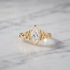 Bezel Set 1 Carat Marquise Lab Created Diamond Celtic Engagement Ring IGI Certified Lab - ( E-VS1 ) - Rosec Jewels