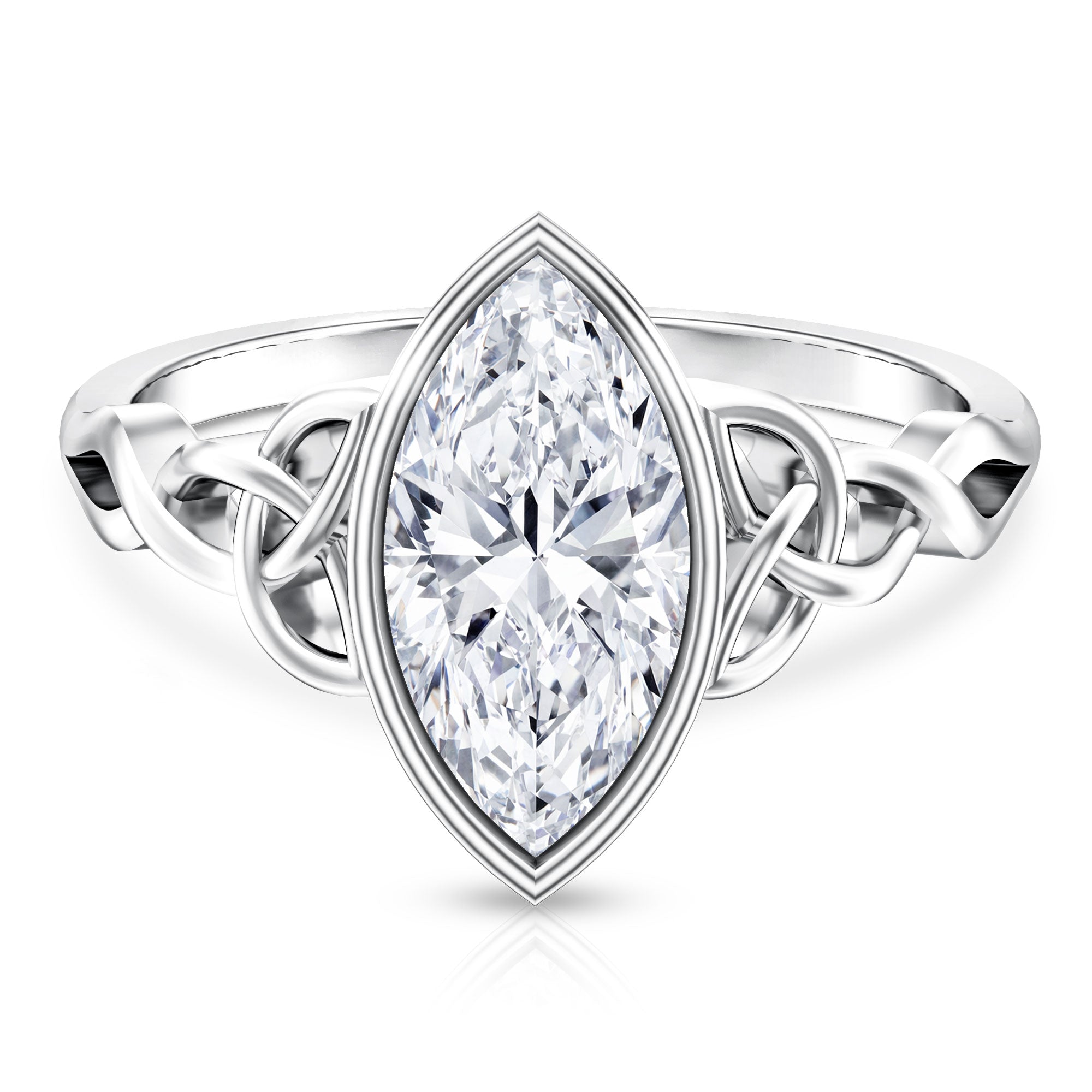 Rosec Jewels-Solitaire Marquise Cut 2 Carat Lab Grown Diamond Celtic Engagement Ring IGI Certified