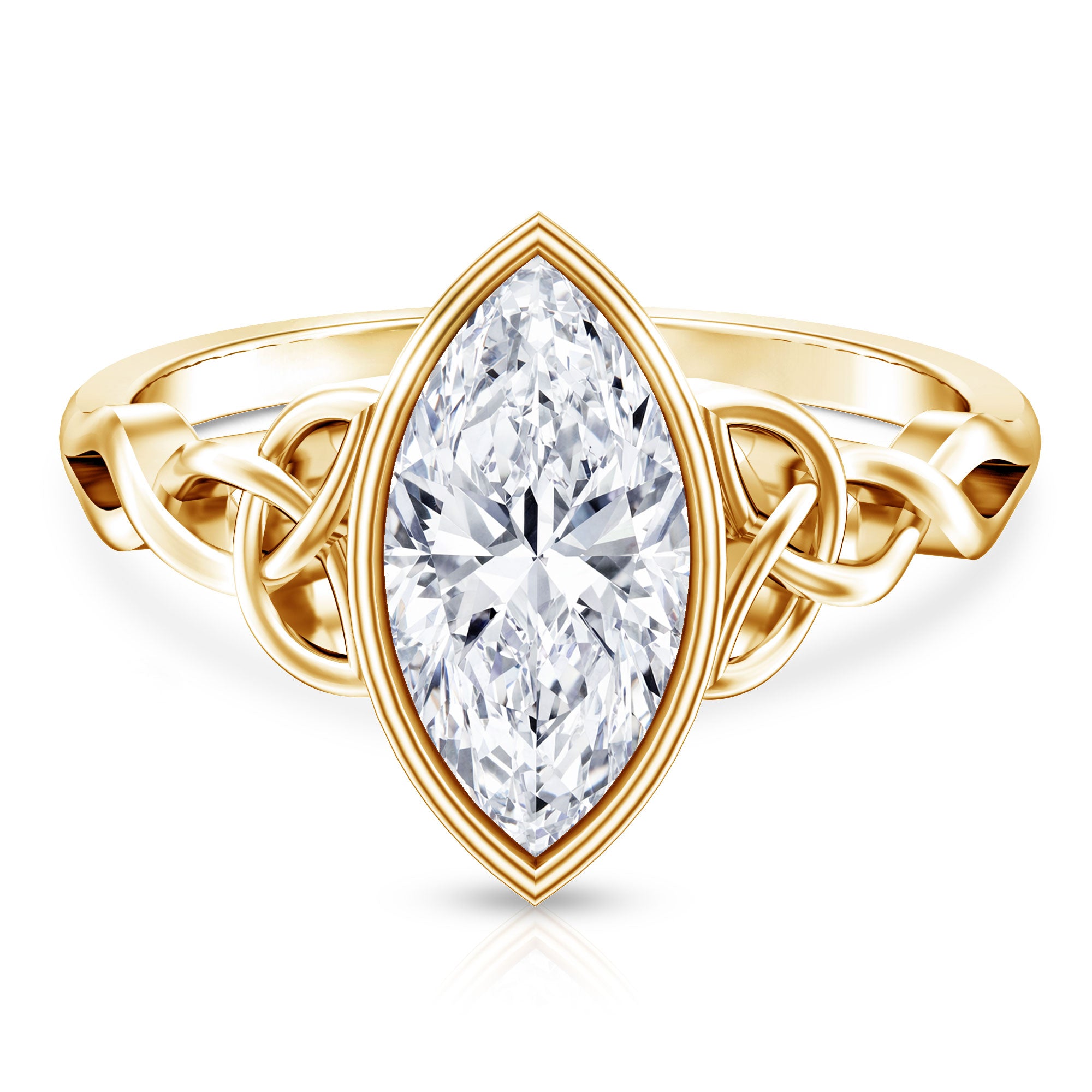 Rosec Jewels-Solitaire Marquise Cut 2 Carat Lab Grown Diamond Celtic Engagement Ring IGI Certified
