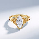 Bezel Set Marquise Lab Created Diamond Celtic Engagement Ring 3 Carat IGI Certified Lab - ( E-VS1 ) - Rosec Jewels