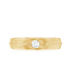 Bezel Set Round Moissanite Mens Wedding Band Ring D-VS1 - Rosec Jewels
