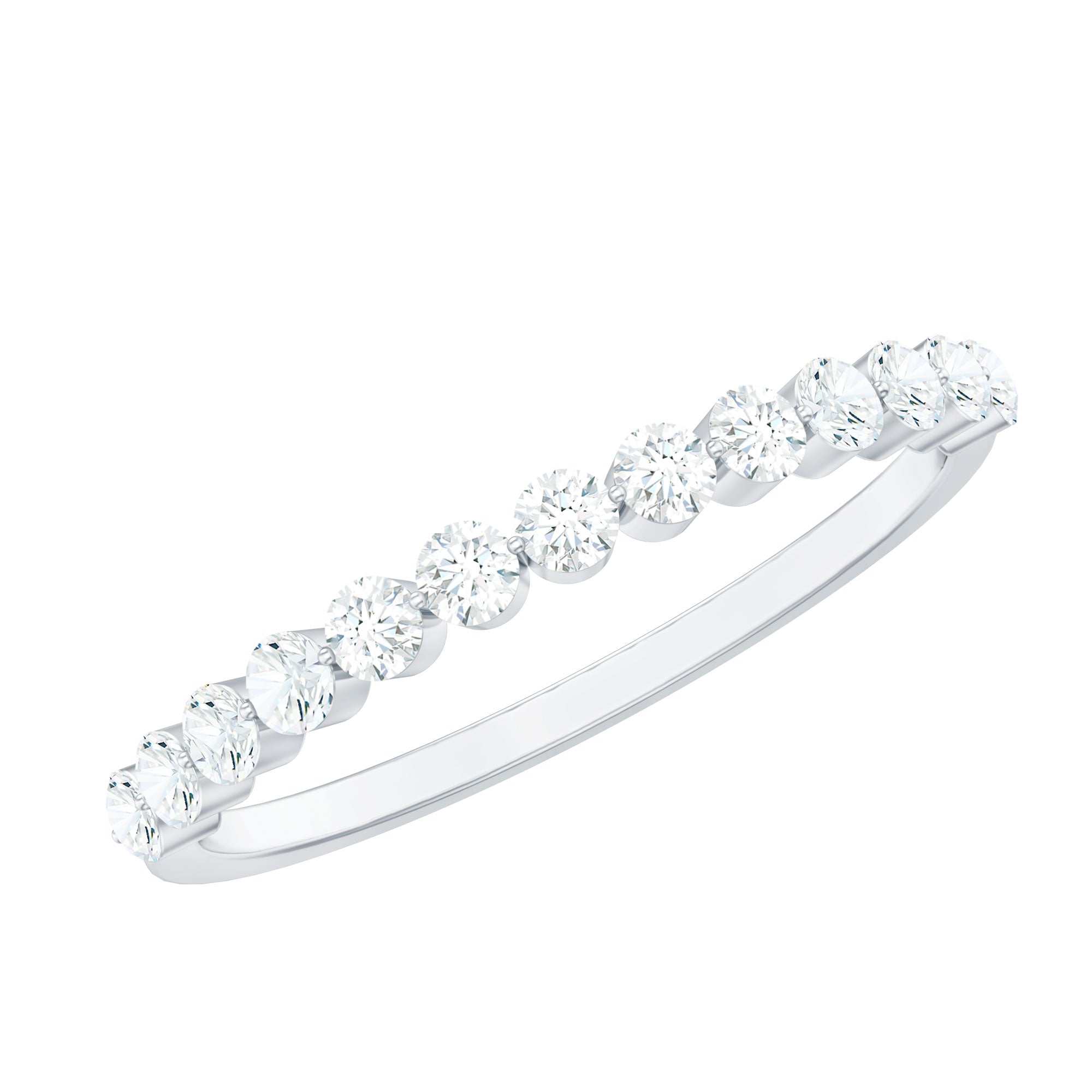Natural Diamond Half Eternity Stackable Ring Natural - ( HI-SI ) - Rosec Jewels